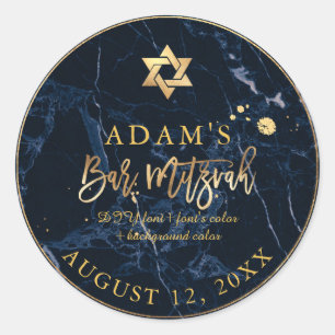 Sticker Rond PixDezines Marble Mitzvah Autocollants/Midnight Bl