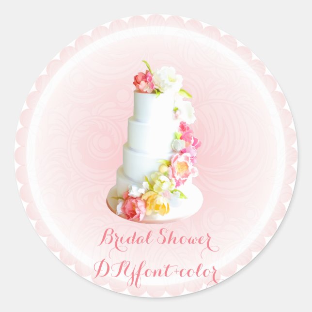 Sticker Rond PixDezines mariage gâteau/douche nuptiale/do-it-yo (Devant)