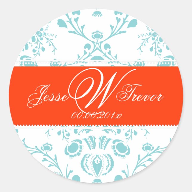 Sticker Rond PixDezines Monogram Dolcè Damask, do-it-yourself c (Devant)