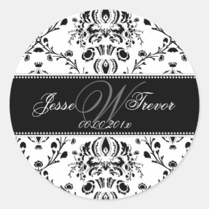 Sticker Rond PixDezines Monogram Dolcè Damask, do-it-yourself c