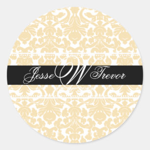 Sticker Rond PixDezines Monogram Flora Damask, do-it-yourself c