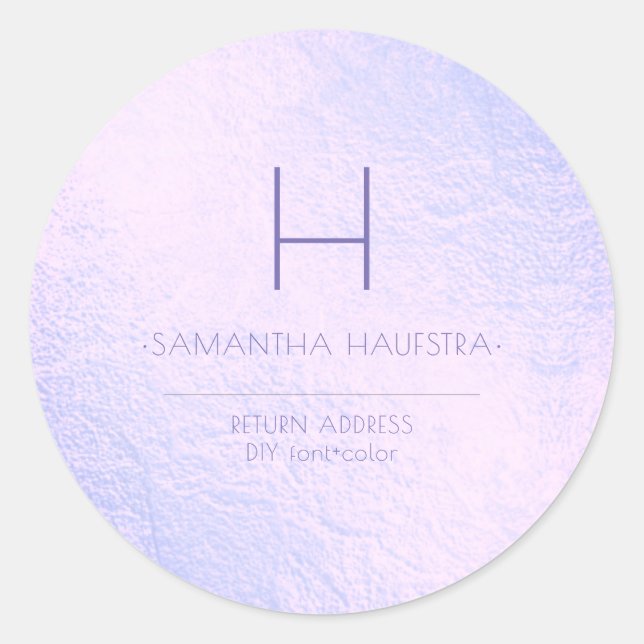 Sticker Rond PixDezines Monogram Iridescente Lilac+Lavender (Devant)