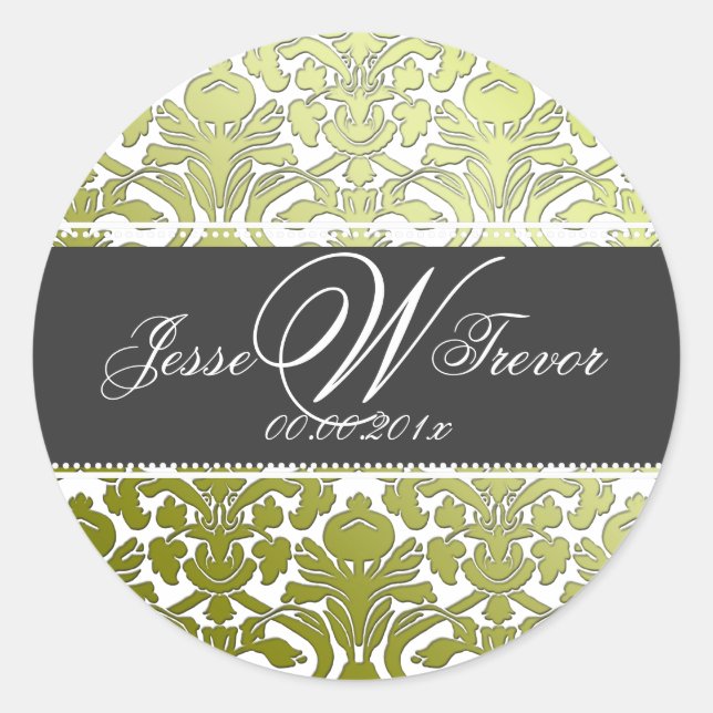 Sticker Rond PixDezines monogramme de la flore damask, couleur  (Devant)