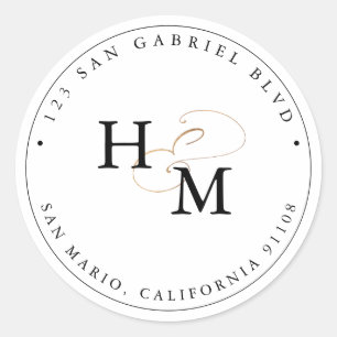 Sticker Rond PixDezines Monogramme Faux Gold Script    Ampersan