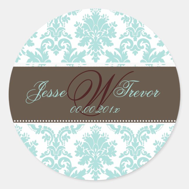 Sticker Rond PixDezines monogramme paloma damask, do-it-yoursel (Devant)