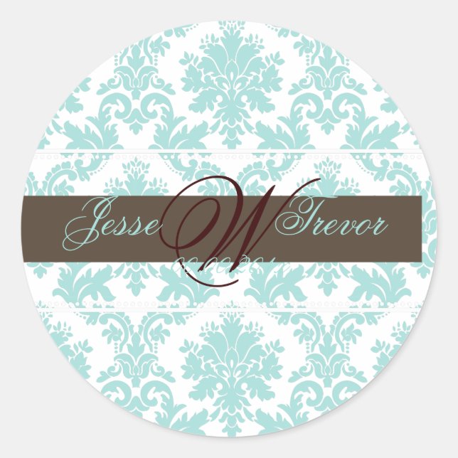 Sticker Rond PixDezines monogramme paloma damask, do-it-yoursel (Devant)