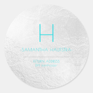 Sticker Rond PixDezines Monogramme Platine+Aqua