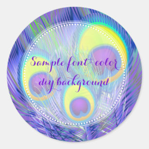 Sticker Rond PixDezines Peacock Feather/do-it-yourself couleur 