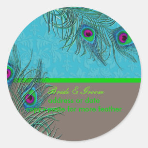 Sticker Rond PixDezines Peacock Feather/do-it-yourself couleur 