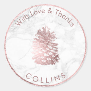 Sticker Rond PixDezines PINECONE FAUX ROSE OR /do-it-yourself A