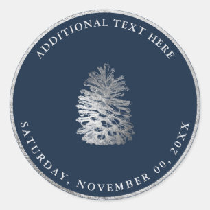 Sticker Rond PixDezines PINECONE FAUX SILVER do-it-yourself ARR