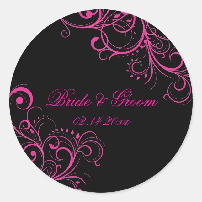 Sticker Rond PixDezines Pink Swirls/do-it-yourself couleur arri (Devant)