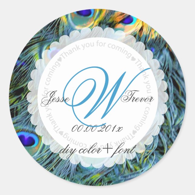 Sticker Rond PixDezines plumes de paon (Devant)