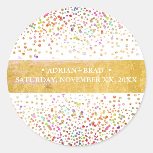 Sticker Rond PixDezines Rainbow Confetti (Devant)