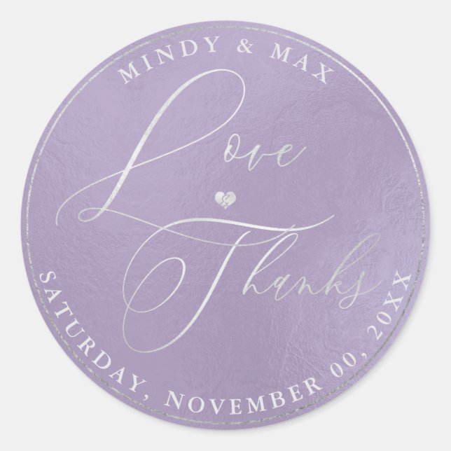 Sticker Rond PixDezines ROMANTIQUE SCRIPT AMOUR+REMERCIEMENTS D (Devant)