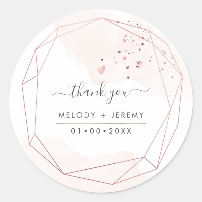 Sticker Rond PixDezines Rose Gold Gem cadre facette pierre (Devant)
