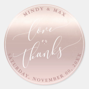 Sticker Rond PixDezines ROSE GOLD GRADIENT AMOUR+REMERCIEMENTS