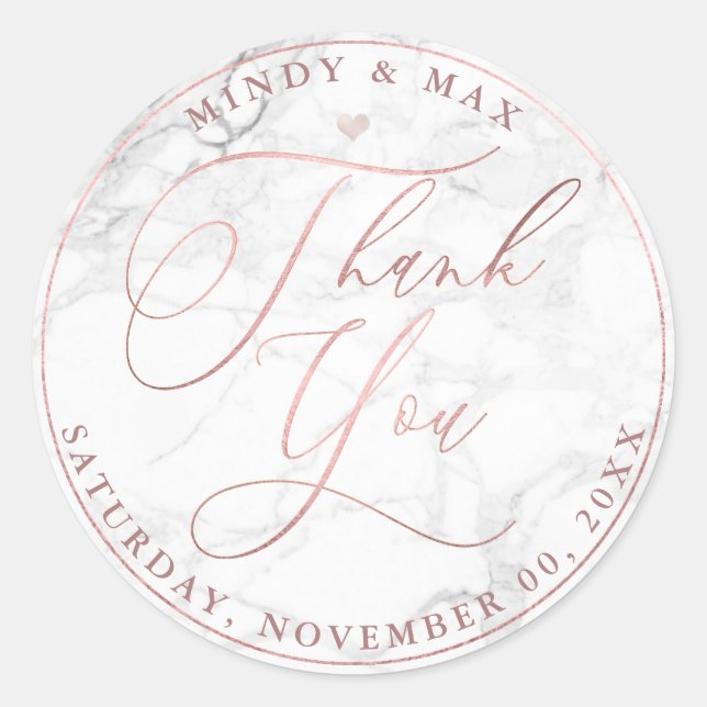 Sticker Rond PixDezines ROSE OR ROMANTIQUE SCRIPT MERCI (Devant)