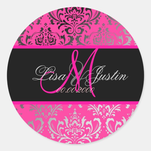 Sticker Rond PixDezines Rossi Damask, do-it-yourself couleur !  (Devant)