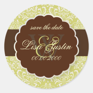 Sticker Rond PixDezines Rossi Damask/Endive Green