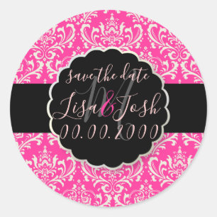 Sticker Rond PixDezines Rossi Damask, Monogramme do-it-yourself