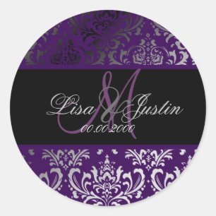 Sticker Rond PixDezines Rossi Damask, monogramme/do-it-yourself