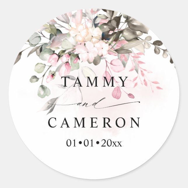 Sticker Rond PixDezines Rustique Aquarelle Gomme Roue Eucalyptu (Devant)