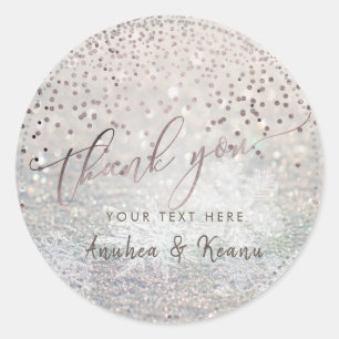 Sticker Rond PixDezines Snow Bokeh+Confetti Merci