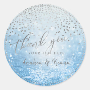 Sticker Rond PixDezines Snow Bokeh+Confetti Merci