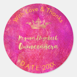 Sticker Rond PixDezines Sweet 15/Couronne or/Merci do-it-yourse