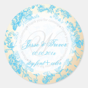 Sticker Rond PixDezines toile vintage/bleu aqua