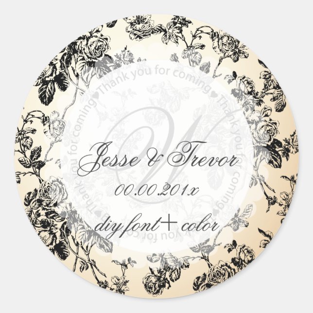 Sticker Rond PixDezines toile vintage/noir (Devant)