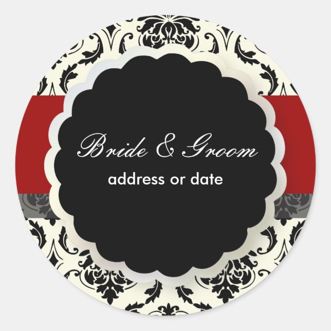 Sticker Rond PixDezines Vendome Damask, do-it-yourself Rouge (Devant)