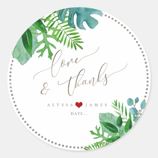 Sticker Rond PixDezines Verdure, Foliage Tropical (Devant)
