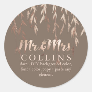 Sticker Rond PixDezines Willow/Faux Rose Gold/do-it-yourself ar