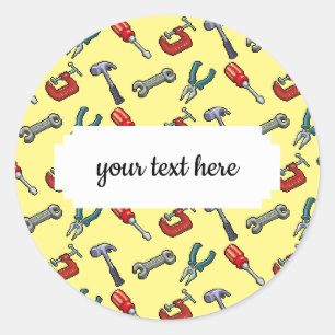 Sticker Rond Pixel Art Tool Motif Avec Hammer Vice Et Pliers
