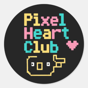 Sticker Rond Pixel Heart Club : Amour Rétro en Pixel Art pour l