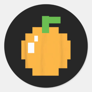 Sticker Rond Pixel Orange 80s Retro Arcade jeu vidéo Halloween