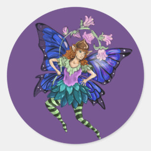 Sticker Rond Pixie ailée bleue