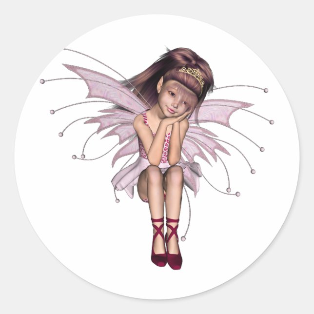 Sticker Rond Pixie rose 3D 3 (Devant)