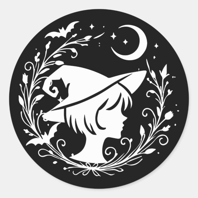 Sticker Rond Pixie Witch Wiccan Magic sorcières Halloween (Devant)