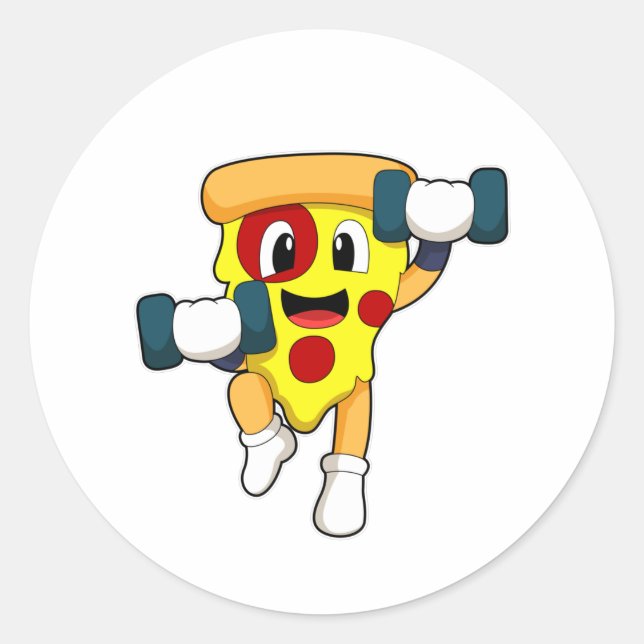 Sticker Rond Pizza à Fitness avec Dumbbells (Devant)