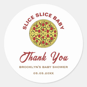 Sticker Rond Pizza amusante Baby shower tranche neutre genre