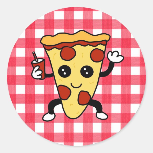 Sticker Rond Pizza Anniversaire Fête ou Pizza Parlor (Devant)