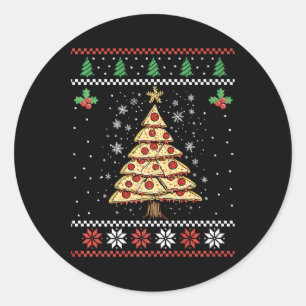 Sticker Rond Pizza Arbre de Noël moche Sweat de Noël Noël Noël 