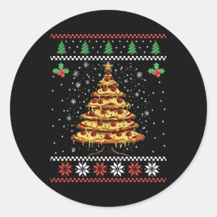Sticker Rond Pizza Arbre de Noël moche Sweat de Noël Noël Noël 