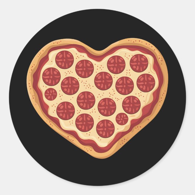 Sticker Rond Pizza Coeur en forme de mignonne Saint Valentin (Devant)