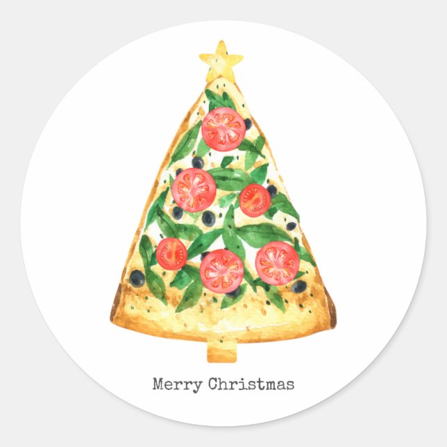 Sticker Rond Pizza de Noël (Devant)