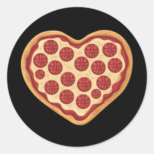 Sticker Rond Pizza en forme de cœur mignon pour la Saint-Valent