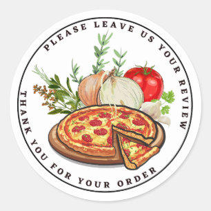 Sticker Rond Pizza et Herbes Dessin Laisser passer en revue Mer